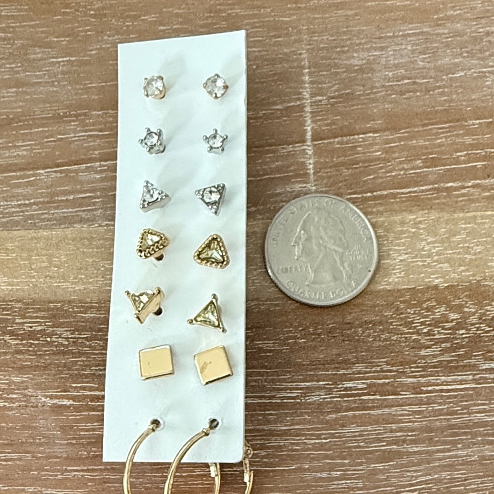 Elegant Gold and Silver Stud Earrings Set